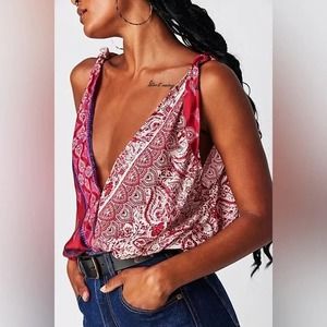 Free People Tied to you tank red size large NWT